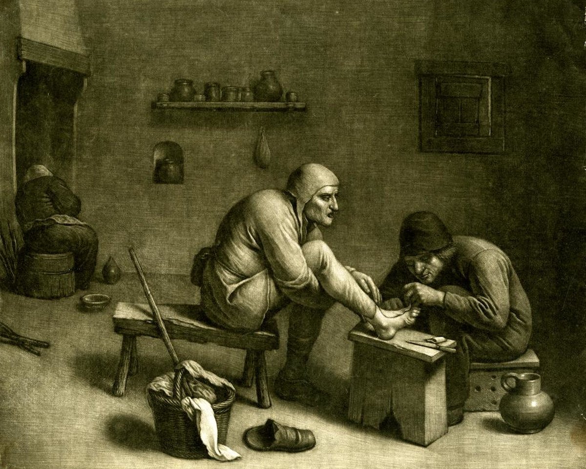 После Адриана Брауэра 1660-1675 гг. Обработка ног.